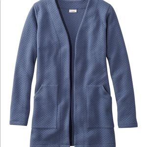 L.L. Bean Large Women’s SoftLight Quilted Top Cardigan in Vintage Indigo